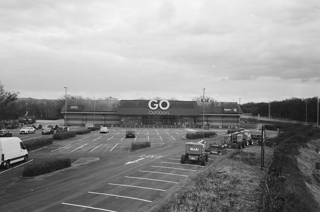 Swindon, Wiltshire: a black and white photo of a go shopping center